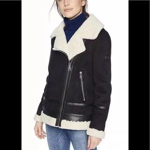 Calvin Klein faux suede faux fur coat jacket XS